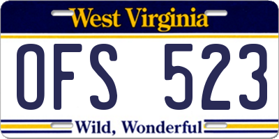 WV license plate OFS523