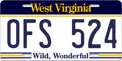 WV license plate OFS524