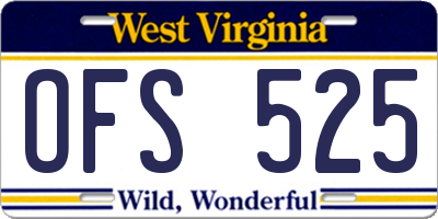 WV license plate OFS525