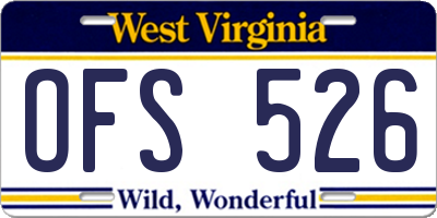WV license plate OFS526