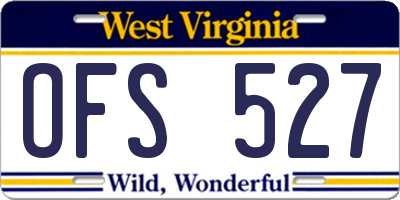 WV license plate OFS527