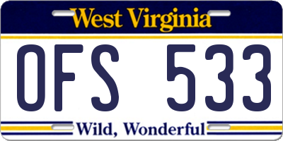 WV license plate OFS533