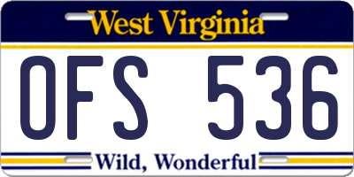 WV license plate OFS536