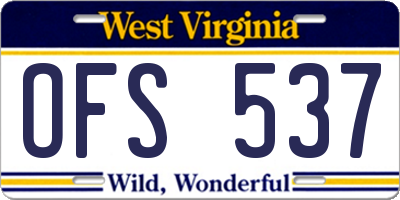 WV license plate OFS537