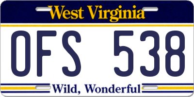 WV license plate OFS538