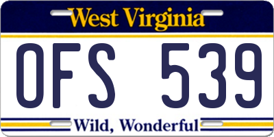 WV license plate OFS539