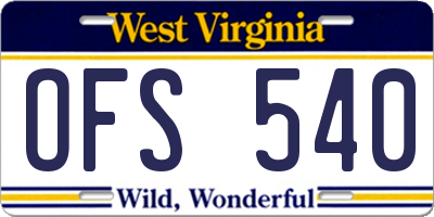 WV license plate OFS540