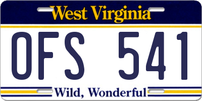 WV license plate OFS541
