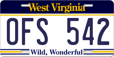 WV license plate OFS542