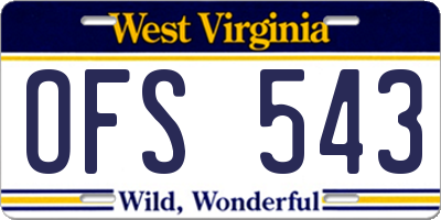 WV license plate OFS543