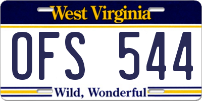 WV license plate OFS544