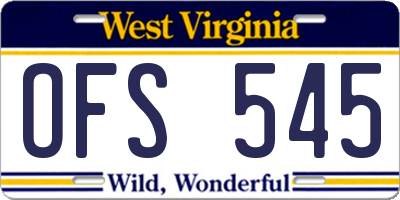 WV license plate OFS545