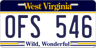 WV license plate OFS546