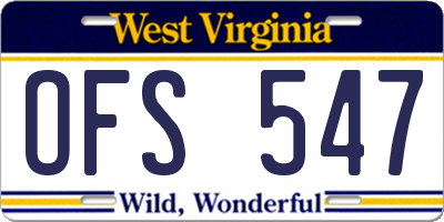 WV license plate OFS547
