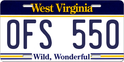 WV license plate OFS550