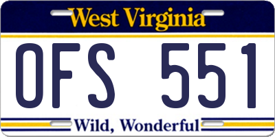 WV license plate OFS551