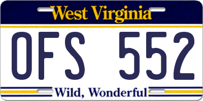 WV license plate OFS552