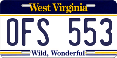 WV license plate OFS553