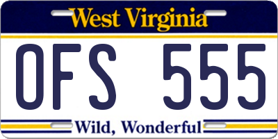 WV license plate OFS555