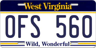 WV license plate OFS560