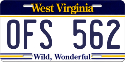WV license plate OFS562