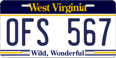 WV license plate OFS567