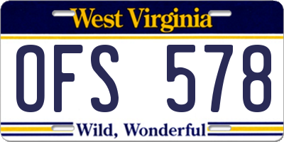 WV license plate OFS578