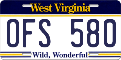 WV license plate OFS580