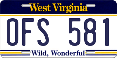 WV license plate OFS581