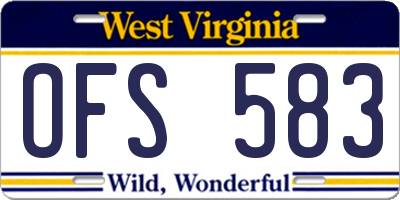 WV license plate OFS583