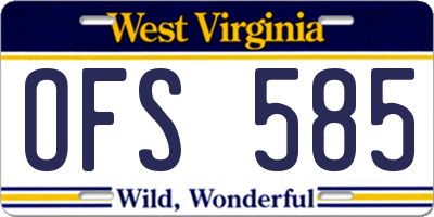 WV license plate OFS585
