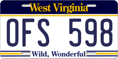 WV license plate OFS598