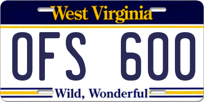 WV license plate OFS600