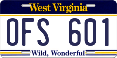 WV license plate OFS601