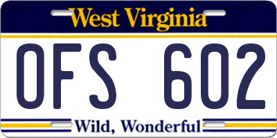 WV license plate OFS602