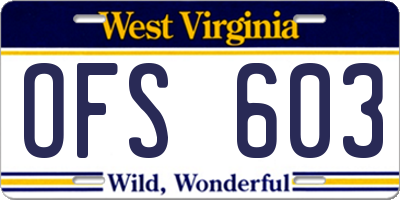 WV license plate OFS603