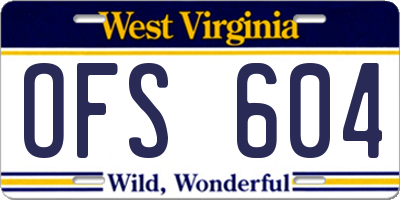 WV license plate OFS604