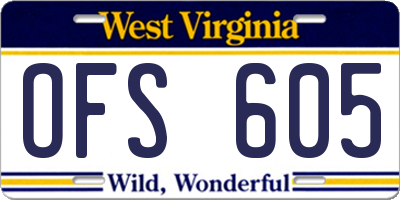 WV license plate OFS605