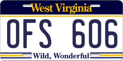 WV license plate OFS606