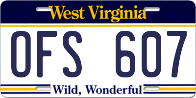 WV license plate OFS607