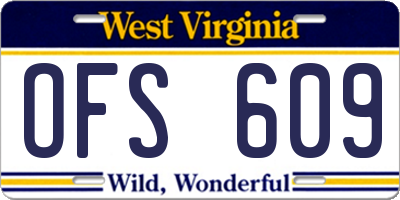 WV license plate OFS609