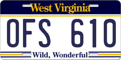 WV license plate OFS610