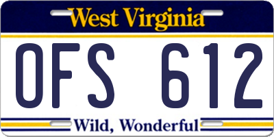 WV license plate OFS612