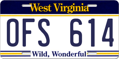 WV license plate OFS614