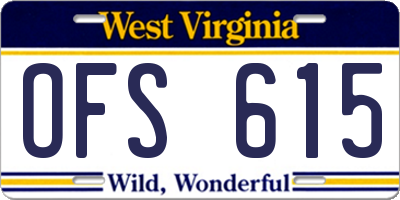 WV license plate OFS615