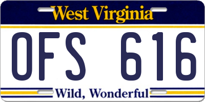 WV license plate OFS616