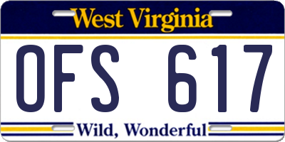 WV license plate OFS617
