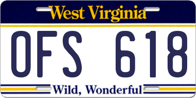 WV license plate OFS618