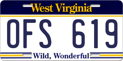 WV license plate OFS619