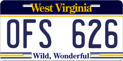WV license plate OFS626